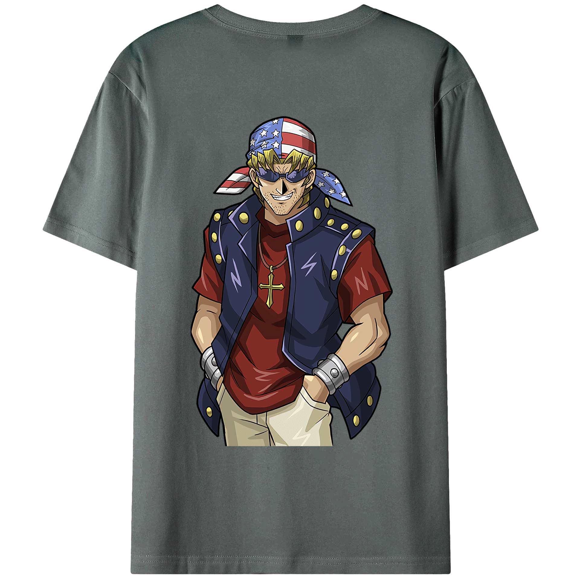 （画像用） 遊☆戯☆王 Yu-Gi-Oh! 綿100％ メンズ半袖Tシャツ（バックプリント） 通気性